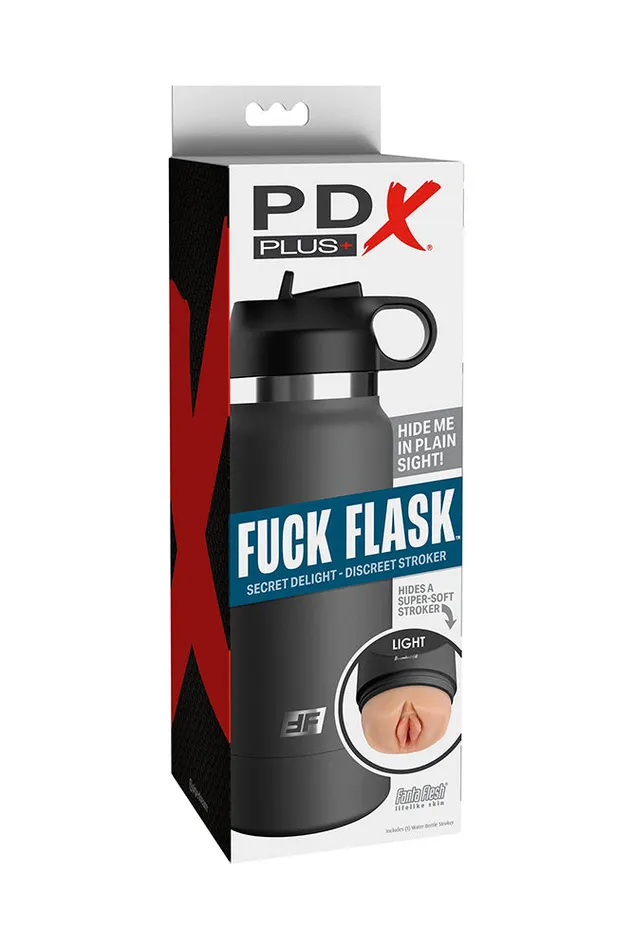 PDX Male Sex Toys PDX PDX Plus Fuck Flask Secret Delight Water Bottle Stroker BeigeBlack