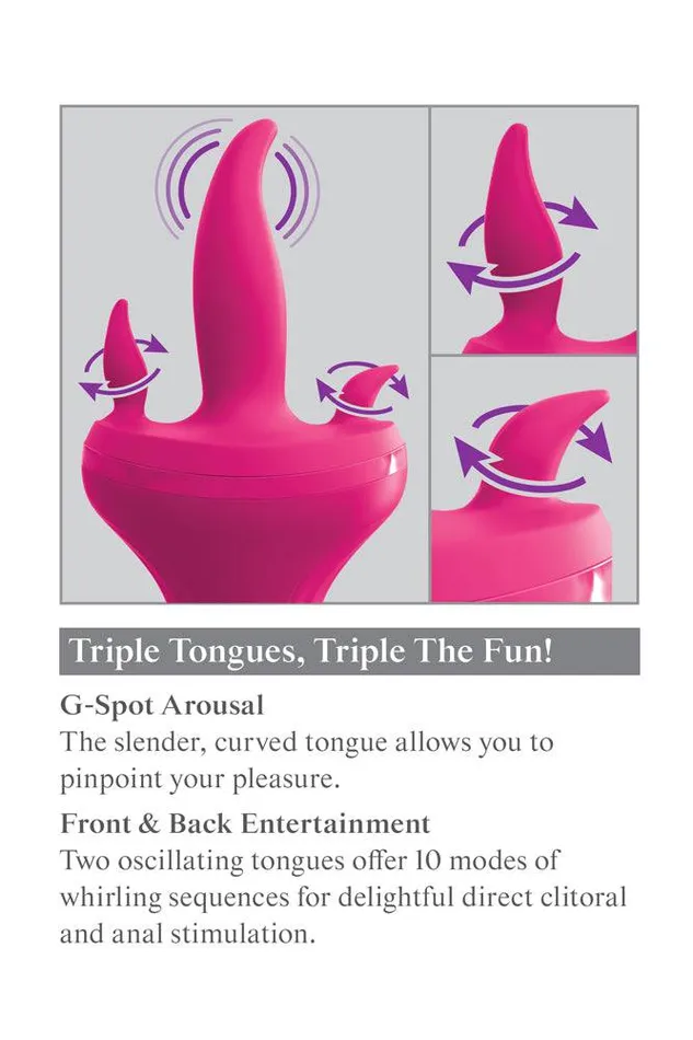 Pipedream Vibrators Pipedream 3Some Holey Trinity Triple Tongue Vibrator Pink