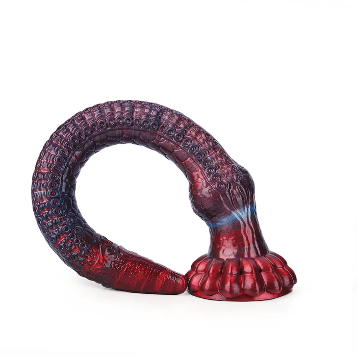 Platinum Silicone Series Anal Fantasy Octopussy Platinum Silicone Dildo 362 Inch Metallic Red