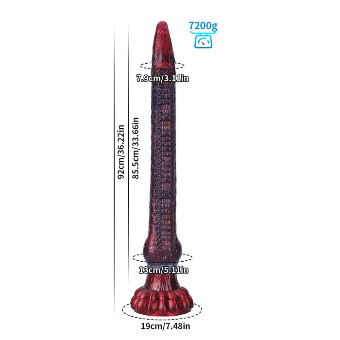 Platinum Silicone Series Anal Fantasy Octopussy Platinum Silicone Dildo 362 Inch Metallic Red