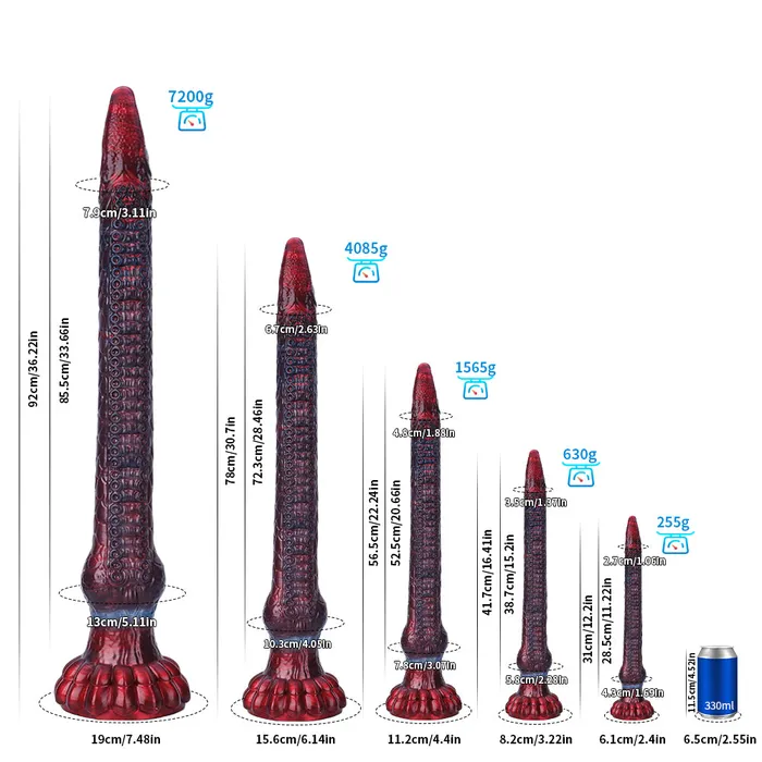Platinum Silicone Series Anal Fantasy Octopussy Platinum Silicone Dildo 362 Inch Metallic Red