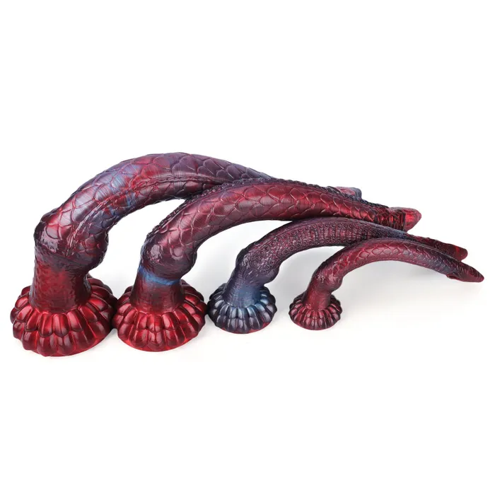 Platinum Silicone Series Anal Fantasy Octopussy Platinum Silicone Dildo 362 Inch Metallic Red