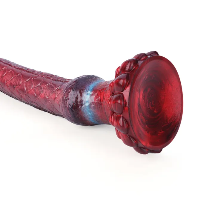 Platinum Silicone Series Anal Fantasy Octopussy Platinum Silicone Dildo 362 Inch Metallic Red