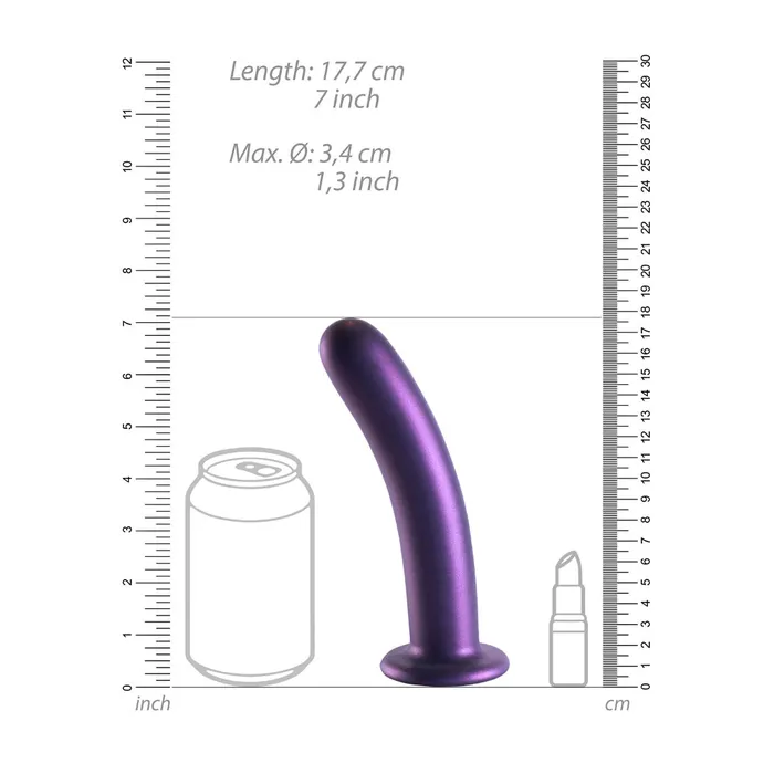 Shots Ouch Liquid Silicone GSpot 7 Inch Dildo Metallic Purple Shots Toys Dildos