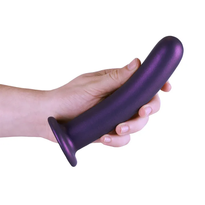 Shots Ouch Liquid Silicone GSpot 7 Inch Dildo Metallic Purple Shots Toys Dildos