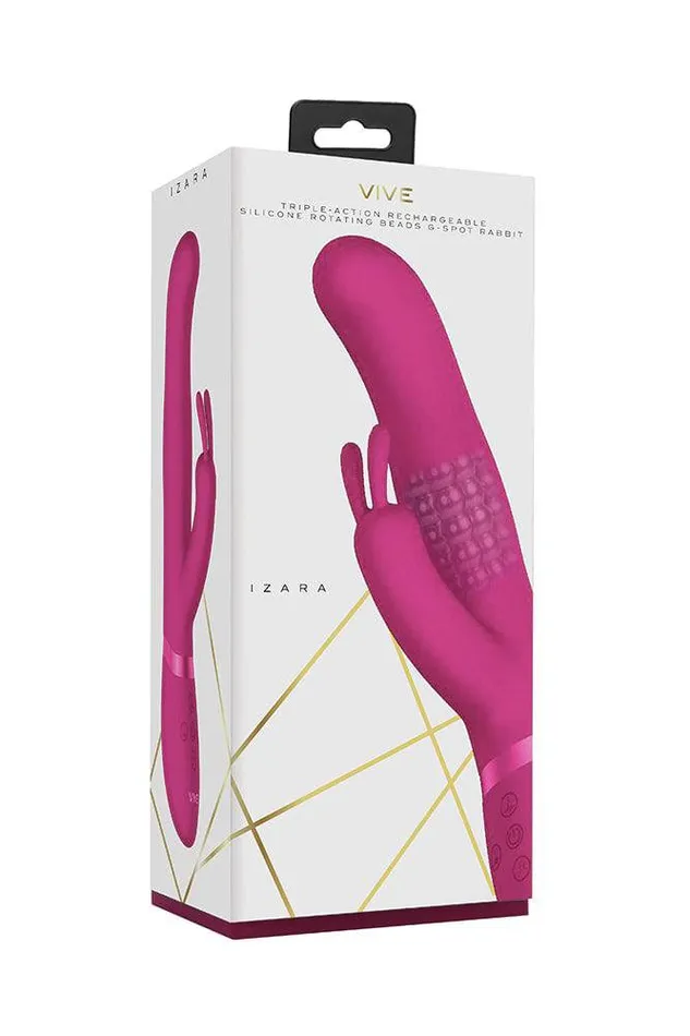 Shots Toys Vibrators Shots Toys VIVE Izara Rotating Beading Rabbit Vibrator Pink