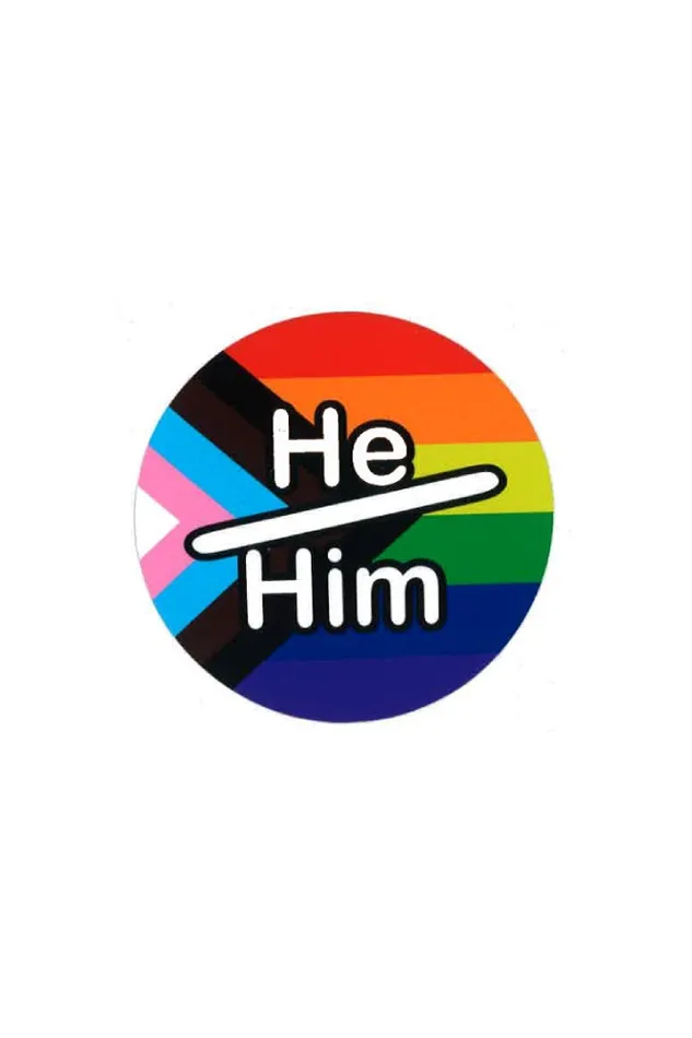 Stag Shop Male Sex Toys Stag Shop Pride Flag with HeHim Pronouns Sticker