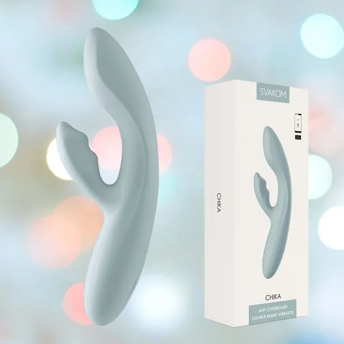 Svakom Chika Rabbit VIbrator App Controlled Turquoise Grey Svakom Vibrators