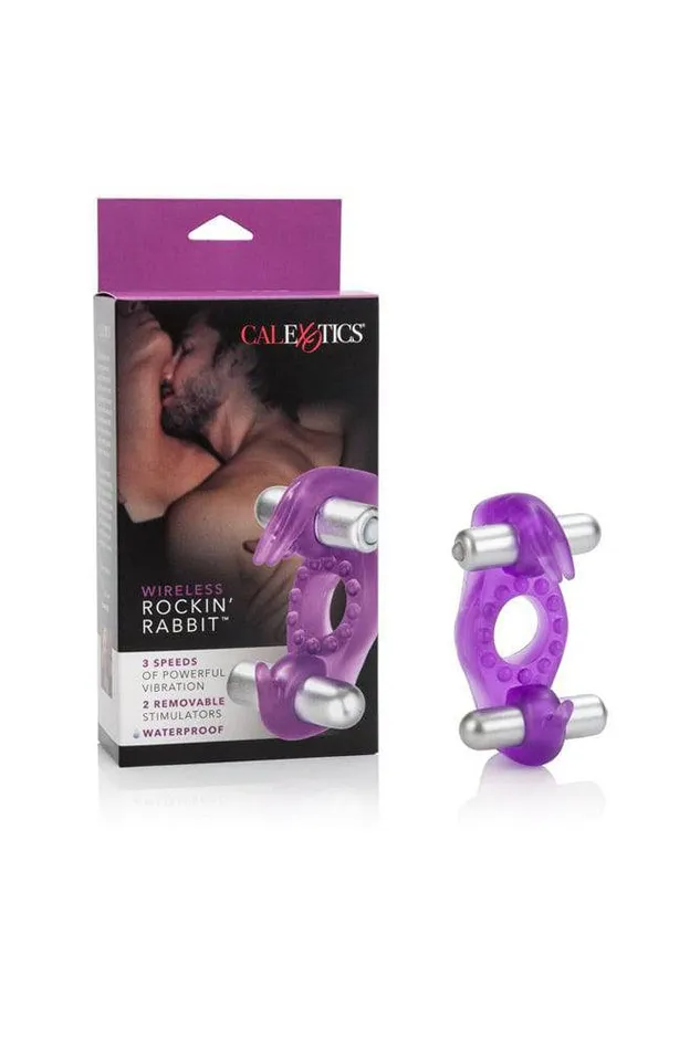 Vibrators Cal Exotics Couples Enhancers Wireless Rockin Rabbit Dual Cock Ring Purple Cal Exotics