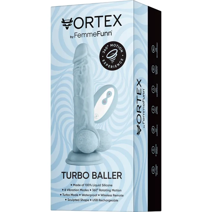 Vibrators FemmeFunn FemmeFunn Turbo Baller 20 Remote Controlled Vibrating Dildo Blue
