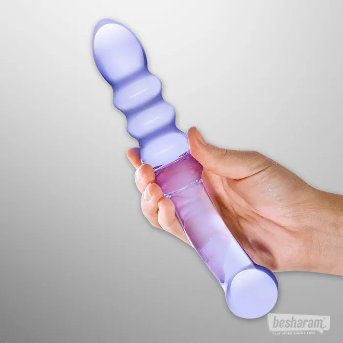 Glas Purple Rain Ribbed Dildo Glas Dildos