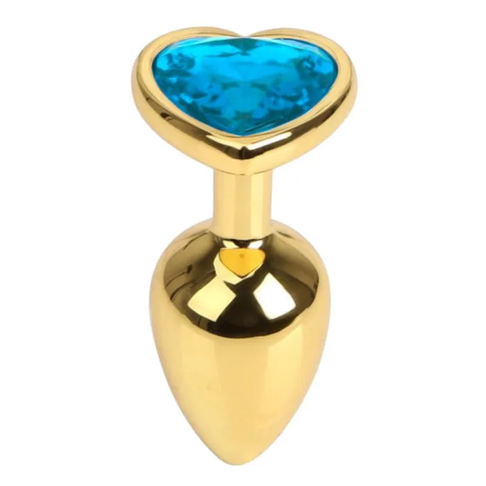 HeartShaped Jewel Stainless Steel Gold Pretty Plug 276 Long Lovegasm Anal