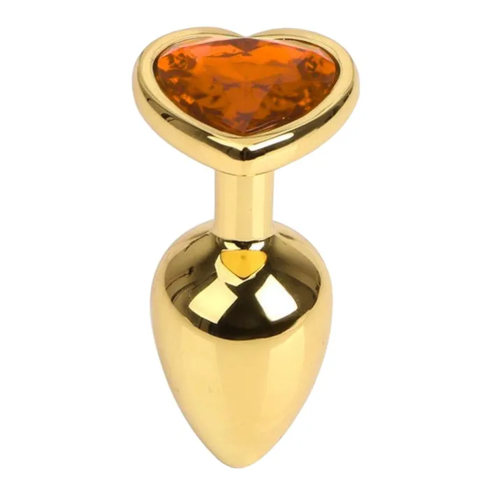 HeartShaped Jewel Stainless Steel Gold Pretty Plug 276 Long Lovegasm Anal