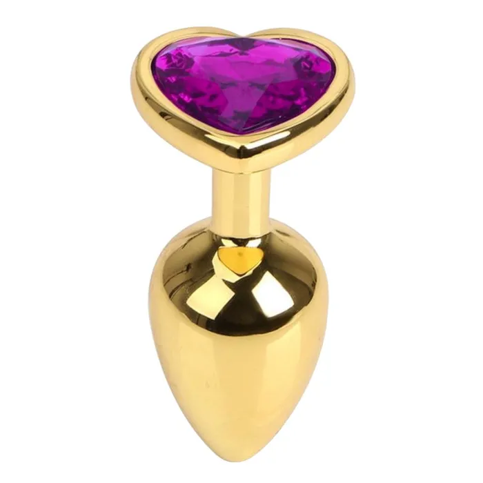 HeartShaped Jewel Stainless Steel Gold Pretty Plug 276 Long Lovegasm Anal