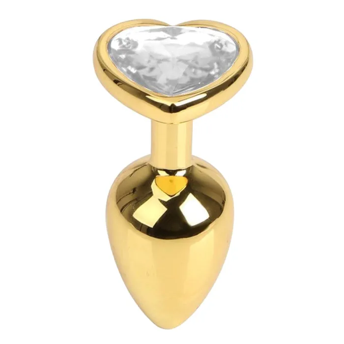 HeartShaped Jewel Stainless Steel Gold Pretty Plug 276 Long Lovegasm Anal
