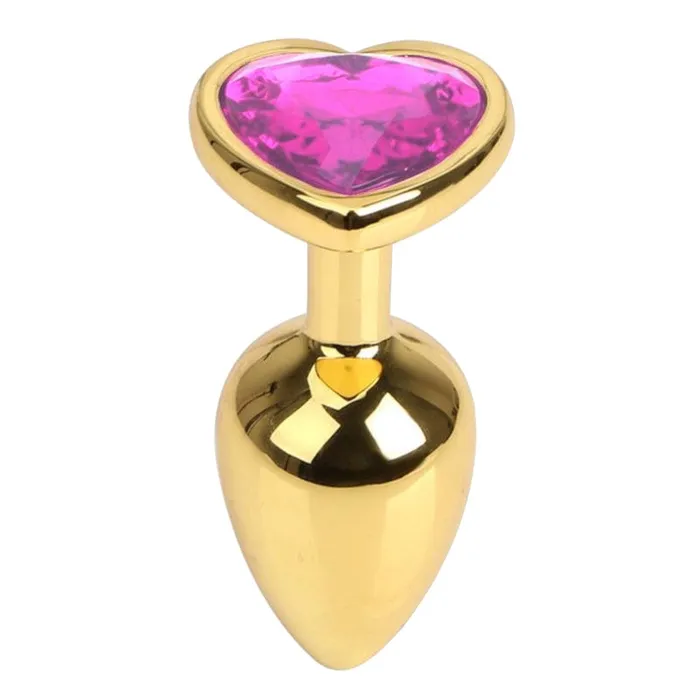 HeartShaped Jewel Stainless Steel Gold Pretty Plug 276 Long Lovegasm Anal