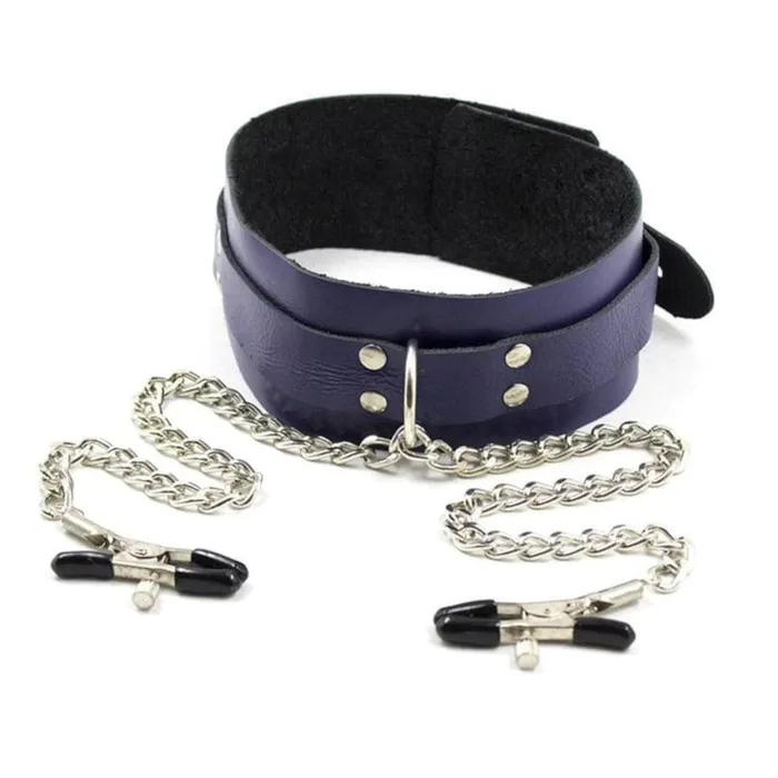 Leather Collar and Clamps Lovegasm Restraints