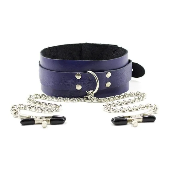 Leather Collar and Clamps Lovegasm Restraints