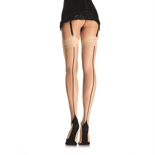Leg Avenue Teddies And Bodies Contrast Backseam Stockings One Size Nude