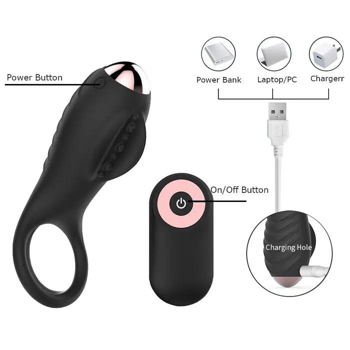 Lovegasm Male Sex Toys Rechargeable 10Speed Wireless Ring