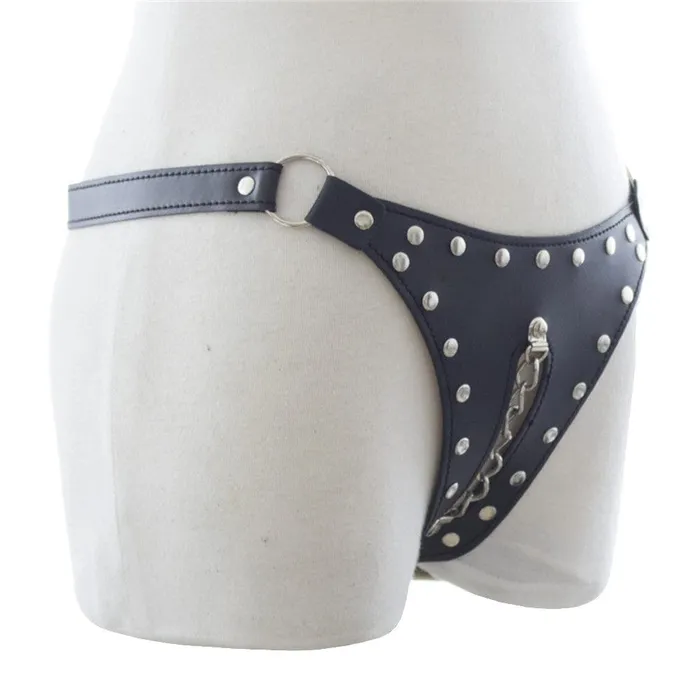 Male Sex Toys Lovegasm Studded Leather Chastity Panty