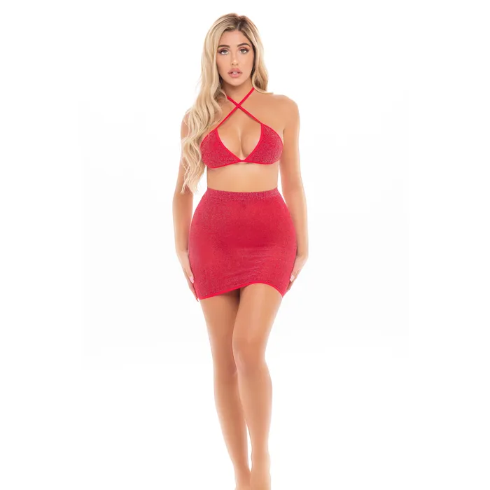 Anal Pink Lipstick Black Cherry 2Pc Skirt Costume Set Pink Lipstick