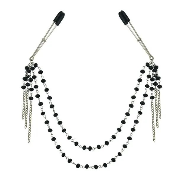 Anal Sportsheets Sportsheets Sincerely Black Jeweled Nipple Clips Silver Anal Sportsheets Sportsheets Sincerely Black Jeweled Nipple Clips Silver