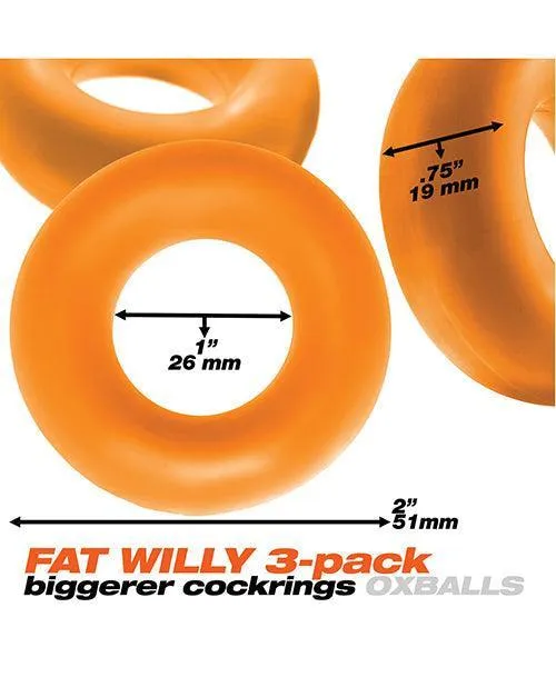 Blue Ox Designs LLCDba Oxballs Male Sex Toys Oxballs Fat Willy 3 Pack Jumbo Cock Rings Orange
