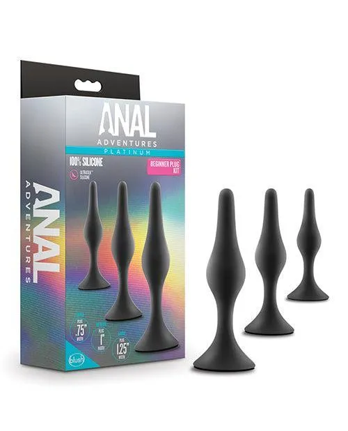 Blush Anal Adventures Platinum Silicone Beginner Plug Kit Black Blush Novelties Anal Blush Anal Adventures Platinum Silicone Beginner Plug Kit Black Blush Novelties Anal
