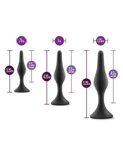 Blush Anal Adventures Platinum Silicone Beginner Plug Kit Black Blush Novelties Anal