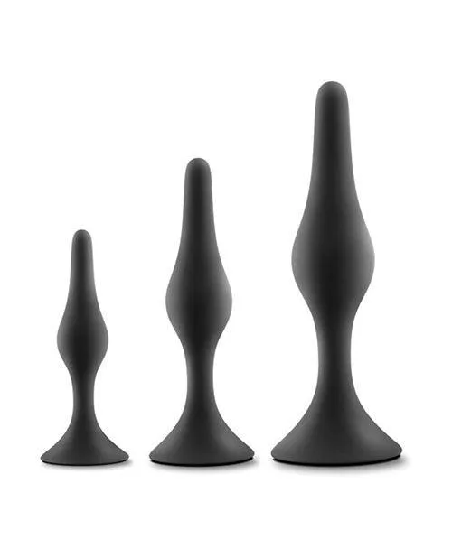 Blush Anal Adventures Platinum Silicone Beginner Plug Kit Black Blush Novelties Anal