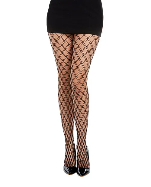 Dreamgirl International Anal Double Knitted Fence Net Pantyhose Black OS