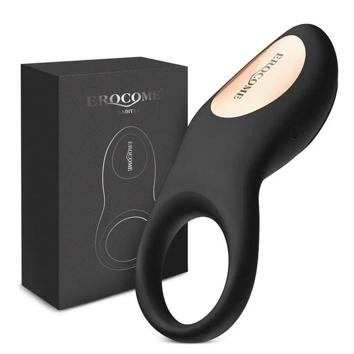 Erocome Male Sex Toys Erocome Sagitta Rechargeable Silicone Cock Ring Black