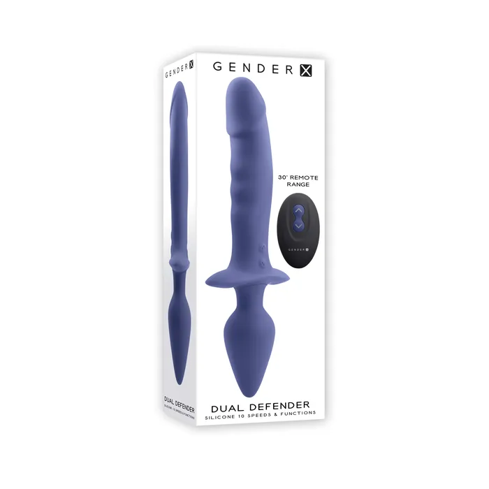 Evolved Anal Evolved Gender X Dual Defender Vibrating Anal Plug and Dildo Blue Evolved Anal Evolved Gender X Dual Defender Vibrating Anal Plug and Dildo Blue