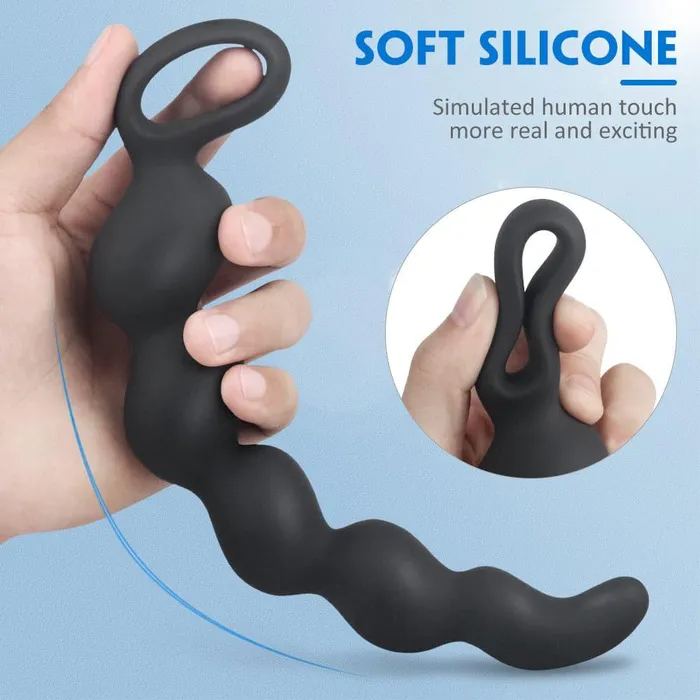 Male Sex Toys Anal Beads for MenWomen Silicone Butt Plug with Gradual Size Increase Safe Pull Ring propinkup