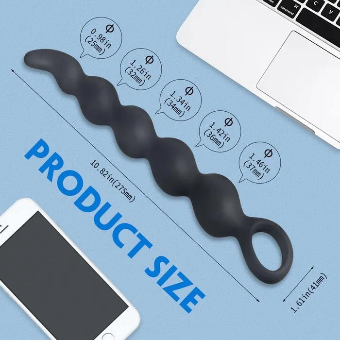 Male Sex Toys Anal Beads for MenWomen Silicone Butt Plug with Gradual Size Increase Safe Pull Ring propinkup