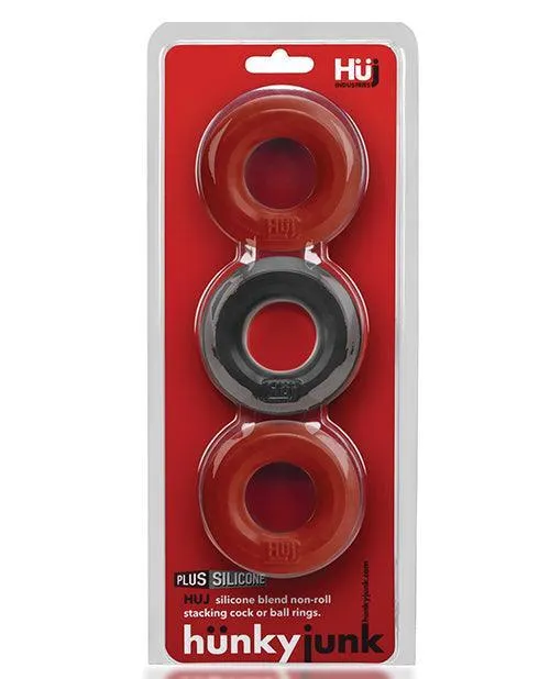 Male Sex Toys Hunky Junk 3 Pack C Ring Ice Blue Ox Designs LLCDba Oxballs