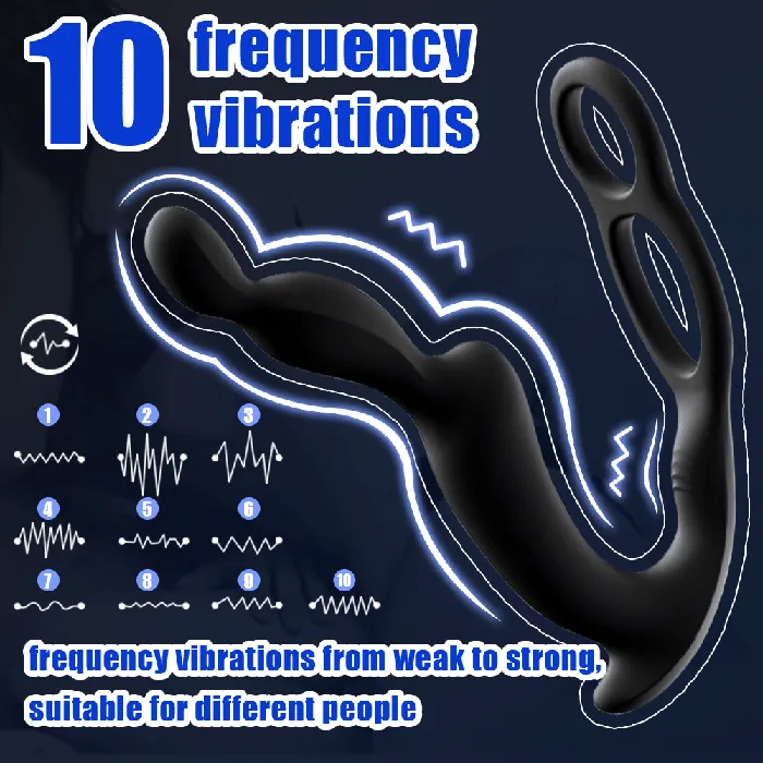 Male Sex Toys propinkup 10 Vibrating Modes Male Prostate Massager with Penis Ring Remote Control Anal Vibrator Butt Plug