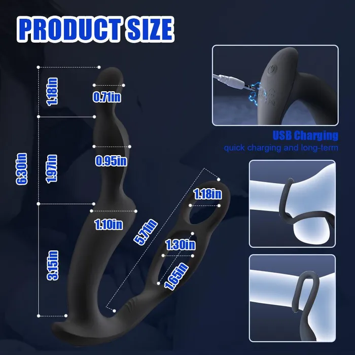 Male Sex Toys propinkup 10 Vibrating Modes Male Prostate Massager with Penis Ring Remote Control Anal Vibrator Butt Plug