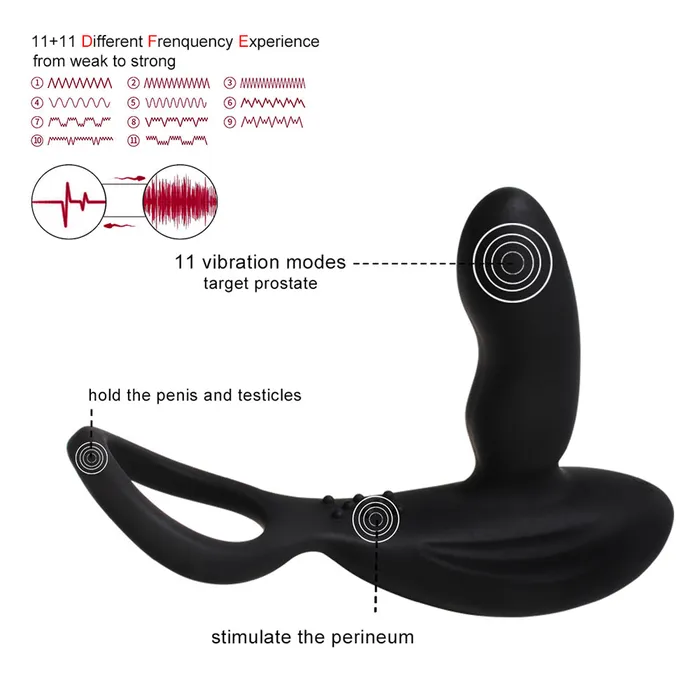 Male Sex Toys YOSPOSS 3in1 Remote Control 11 Stimulation Prostate Massager With Penis Ring