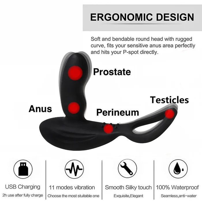 Male Sex Toys YOSPOSS 3in1 Remote Control 11 Stimulation Prostate Massager With Penis Ring