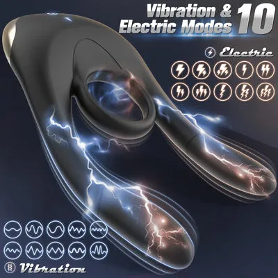 propinkup Male Sex Toys Electric Shock Cock Ring Vibrating Penis Ring Testicular Stimulation Penis Vibrator For Couple
