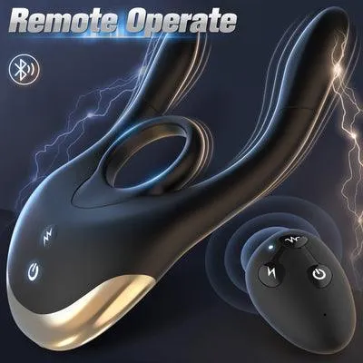 propinkup Male Sex Toys Electric Shock Cock Ring Vibrating Penis Ring Testicular Stimulation Penis Vibrator For Couple