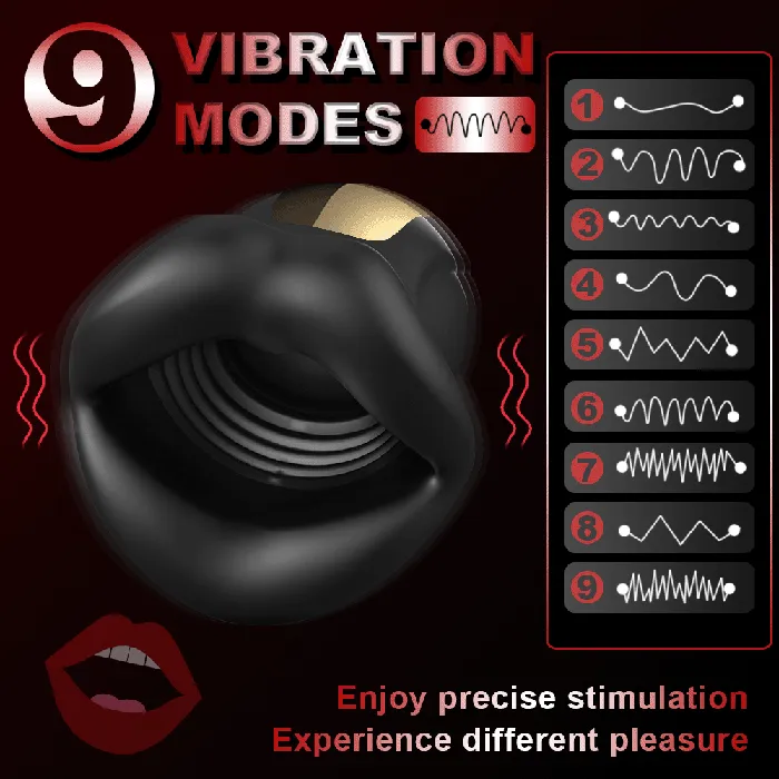 propinkup Male Sex Toys Mouth Male Masturbator 9 Vibration Modes Blowjob Machine Penis Vibrator