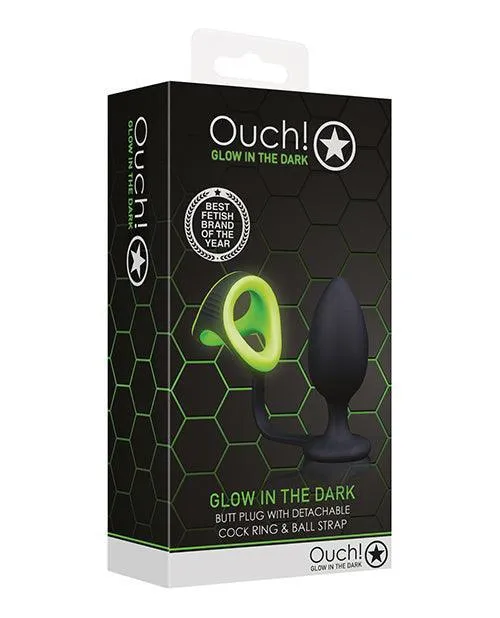 Shots America LLC Male Sex Toys Shots Ouch Butt Plug Wcock Ring Ball Strap Glow In The Dark Shots America LLC Male Sex Toys Shots Ouch Butt Plug Wcock Ring Ball Strap Glow In The Dark