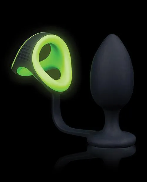 Shots America LLC Male Sex Toys Shots Ouch Butt Plug Wcock Ring Ball Strap Glow In The Dark