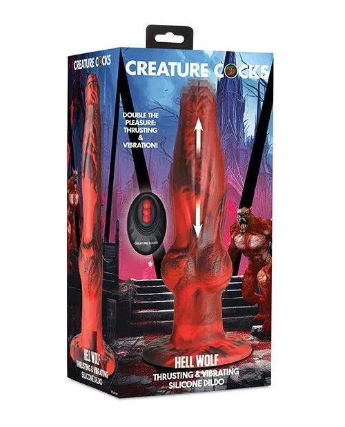 Xr LLC Dildos Creature Cocks HellWolf Thrusting Vibrating Silicone Dildo BlackRed