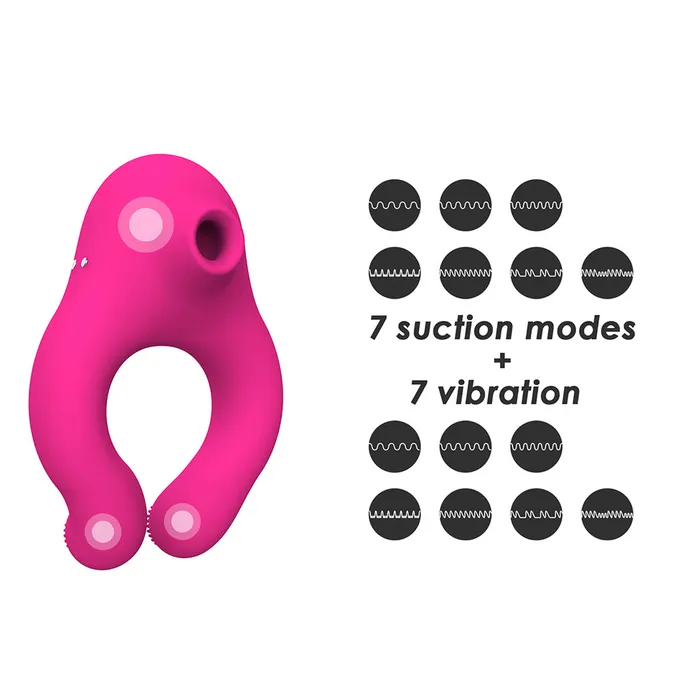 YOSPOSS Female Sex Toys Couple Vibrator Suction Ring For Penis Clitoral Stimulation 7 Modes