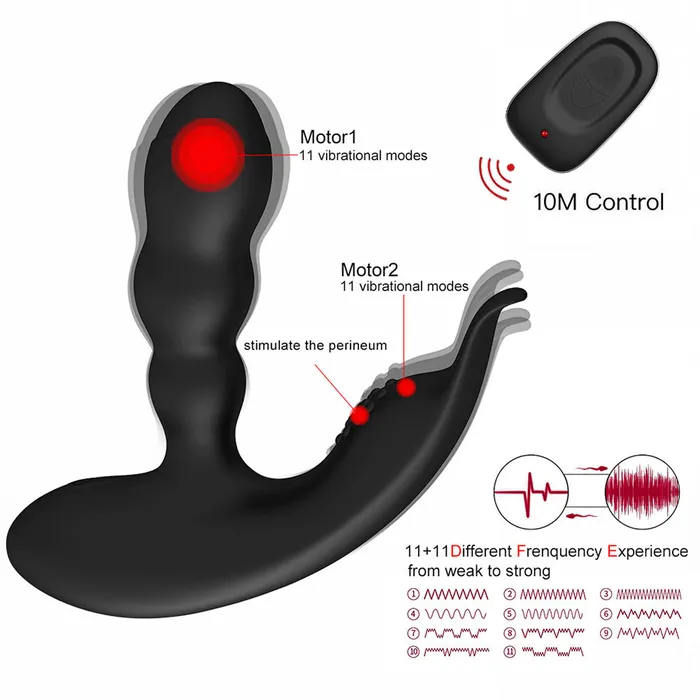 YOSPOSS Male Sex Toys Heating Vibrating Prostate Massager Bendable Shaft Perineum Stimulator