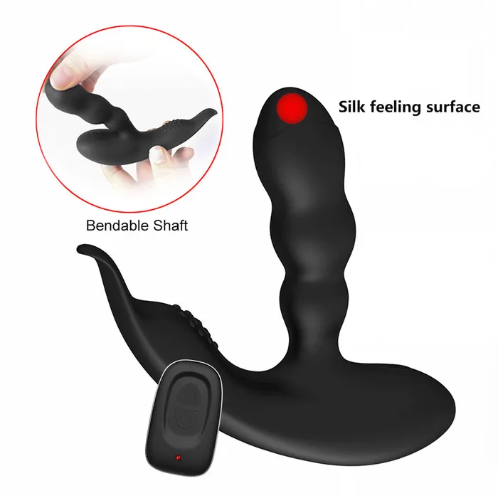 YOSPOSS Male Sex Toys Heating Vibrating Prostate Massager Bendable Shaft Perineum Stimulator